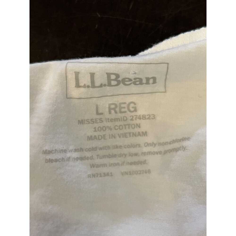 L.L. Bean Jacket Womens Large White Cotton Hooded 3/4 Sleeve Full Zip Pockets - Picture 7 of 7